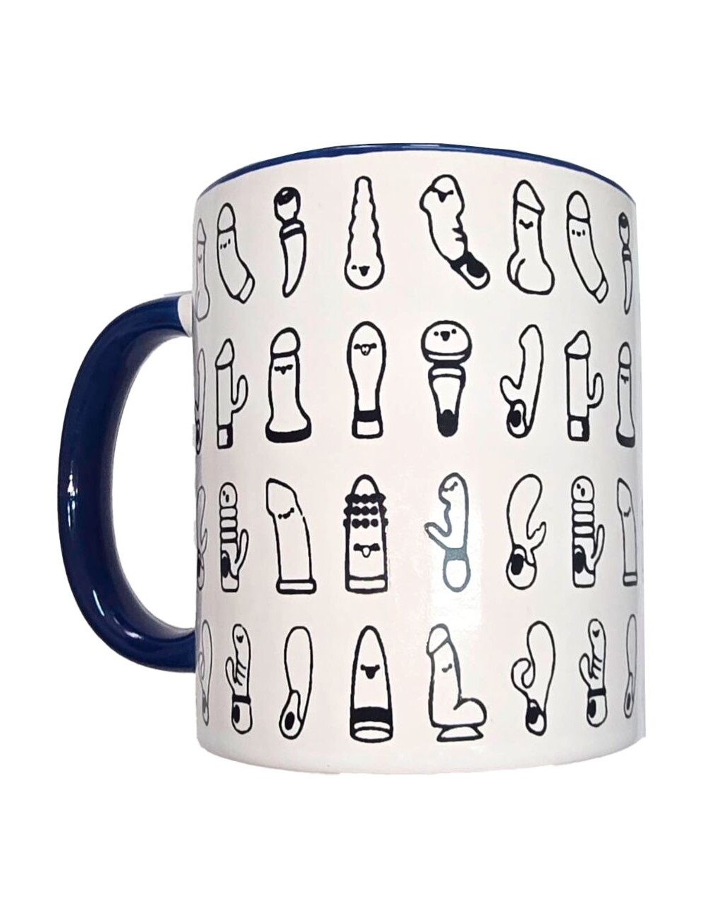 DIABLO PICANTE - TAZZA VIBRATORI BIANCHI CON MANICO BLU 370 ML