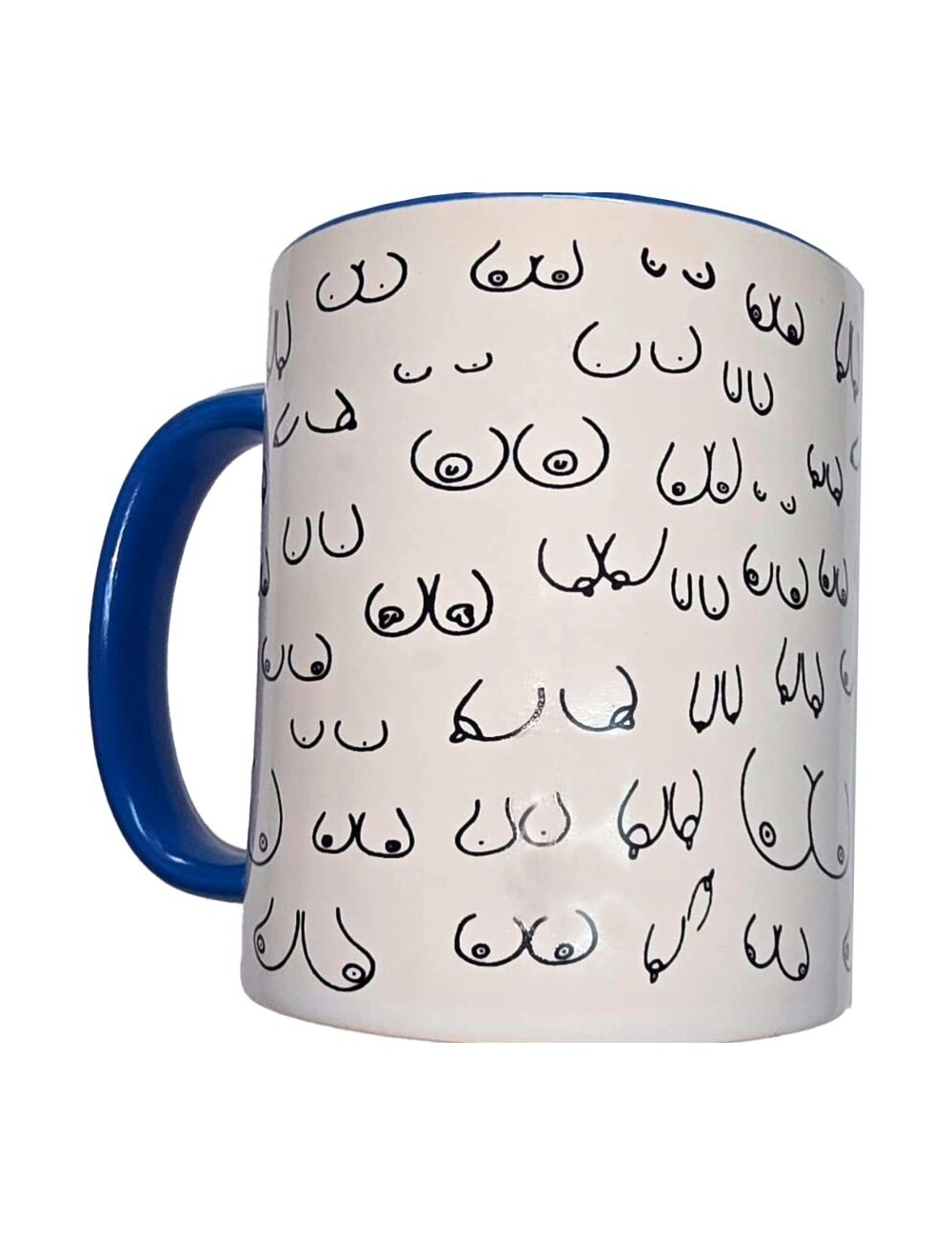 DIABLO PICANTE - TAZZA TETTE BIANCHE CON MANICO BLU 370 ML