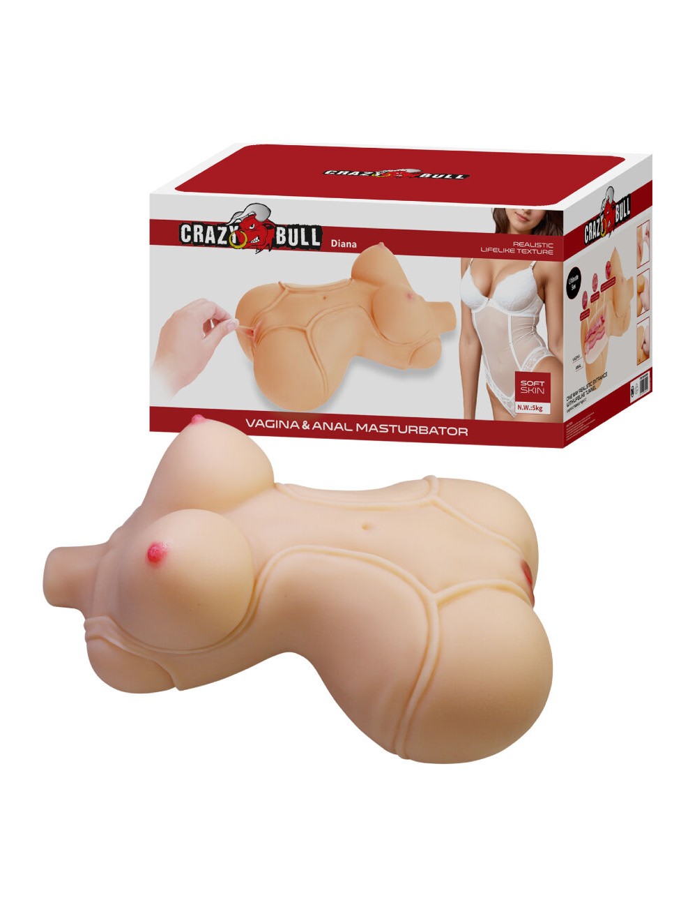 CRAZY BULL - DIANA TORSO FEMMINILE REALISTICO VAGINA E ANALE 5 KG