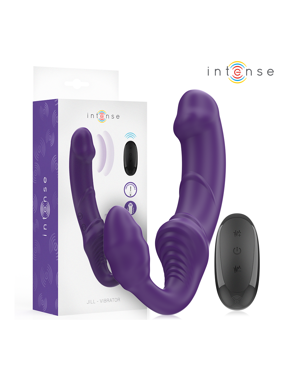 INTENSE - JILL DOPPIO VIBRATORE 20 CM VIOLA TELECOMANDO