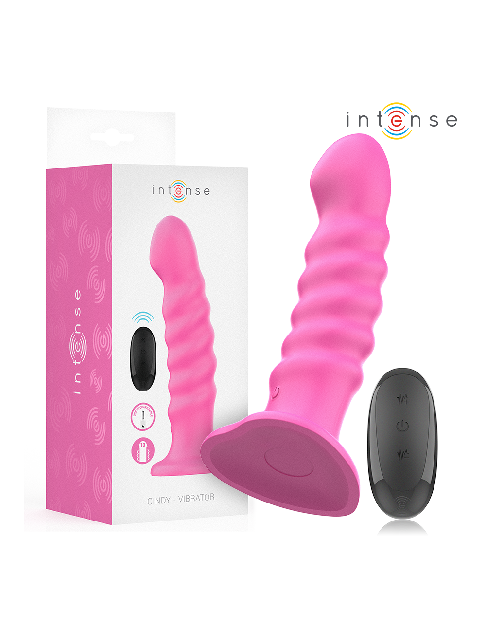 INTENSE - VIBRATORE CINDY TAGLIA L DESIGN A SPIRALE 10 VIBRAZIONI ROSA TELECOMANDO