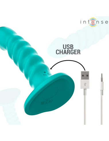 INTENSE - VIBRATORE BUFFY TAGLIA S DESIGN A SPIRALE 10 VIBRAZIONI TELECOMANDO BLU