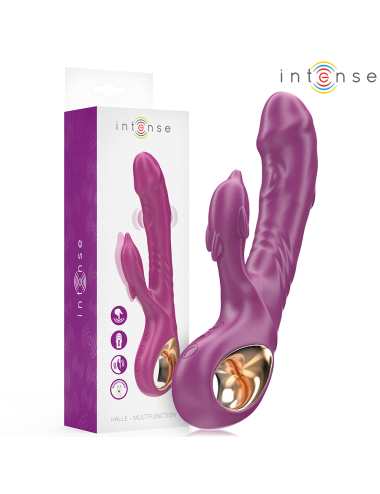 INTENSE - VIBRATORE MULTIFUNZIONE HALLE CON LINGUA STIMOLANTE A DELFINO VIOLA