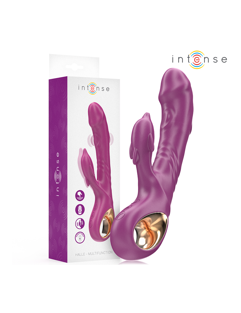 INTENSE - VIBRATORE MULTIFUNZIONE HALLE CON LINGUA STIMOLANTE A DELFINO VIOLA