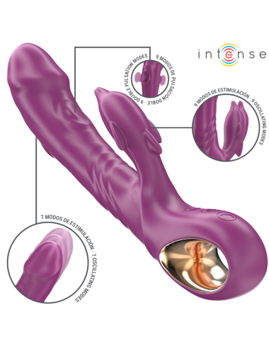 INTENSE - VIBRATORE MULTIFUNZIONE HALLE CON LINGUA STIMOLANTE A DELFINO VIOLA