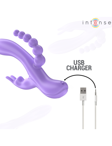 INTENSE - MIKO TRIPLO VIBRATORE CONIGLIO & STIMOLATORE & ANALE 7 VIBRAZIONI VIOLA