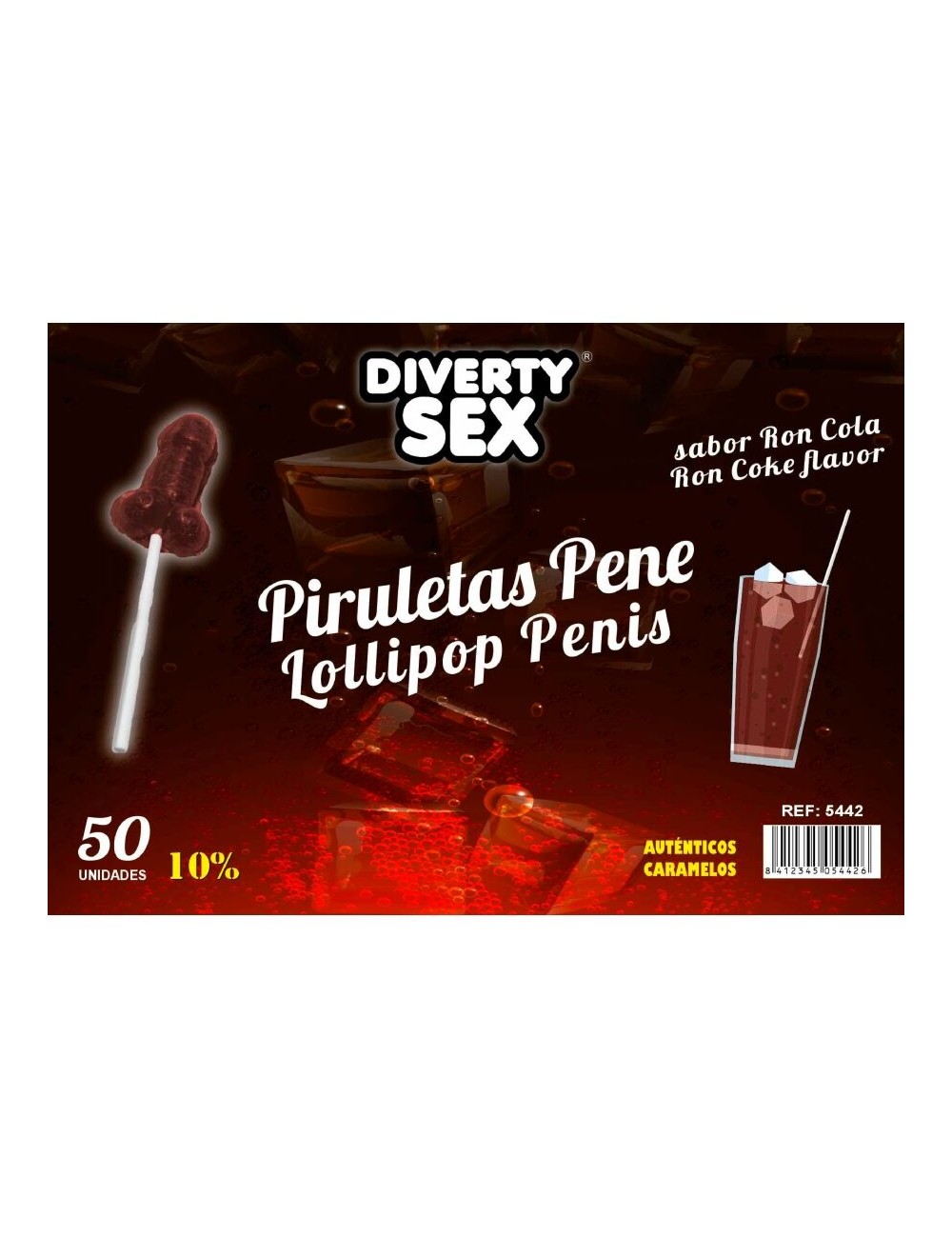 DIABLO GOLOSO - 50 LECCA LECCA AL PENE GUSTO RON COLA 10% ALCOOL