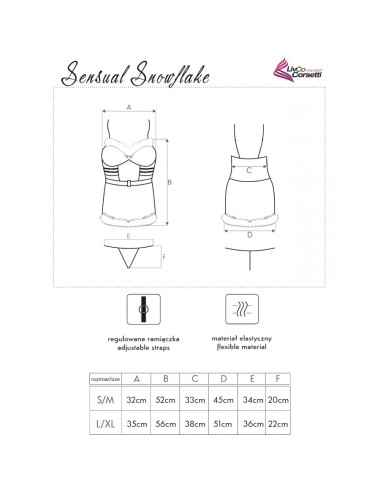 LIVCO CORSETTI FASHION - SENSUAL SNOWFLAKE LC 90603 CHRISTMAS CHEMISE + PERIZOMA + FASCIA PER CAPELLI S/M