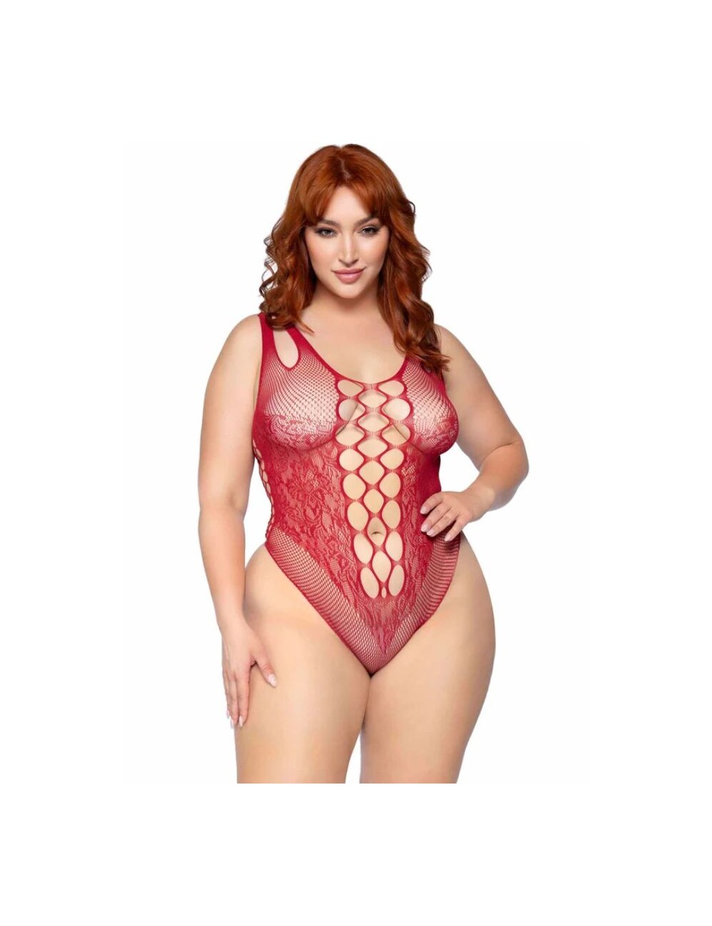 LEG AVENUE - 81641X BODY SENZA CUCITURE BORDEAUX TAGLIA 1X/2X