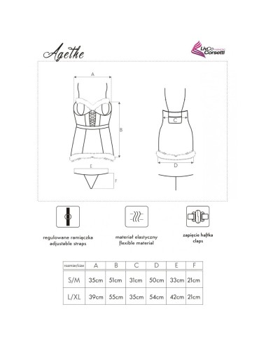 LIVCO CORSETTI FASHION - AGETHE LC 90607 CHEMISE + PERIZOMA + CAPPELLO DI NATALE L/XL