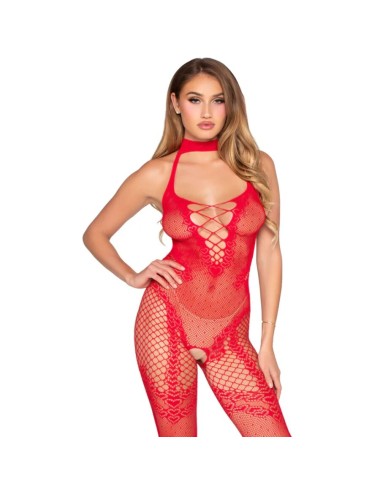 LEG AVENUE - 89336 BODYSTOCKING ROSSO SENZA CAVALLO - TAGLIA UNICA