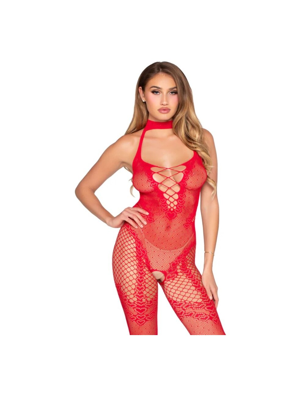 LEG AVENUE - 89336 BODYSTOCKING ROSSO SENZA CAVALLO - TAGLIA UNICA