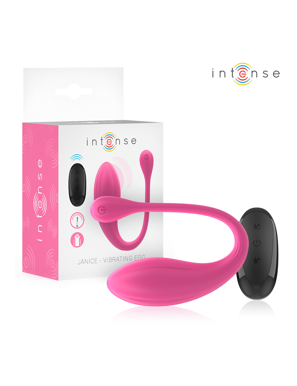 INTENSE - JANICE U VIBRATORE DOPPIA STIMOLAZIONE 10 VIBRAZIONI ROSA TELECOMANDO