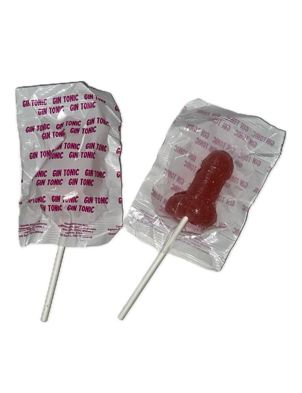 DIABLO GOLOSO - 1 LECCA-LECCA A FORMA DI PENE GIN TONIC GUSTO FRAGOLA 10% ALCOOL