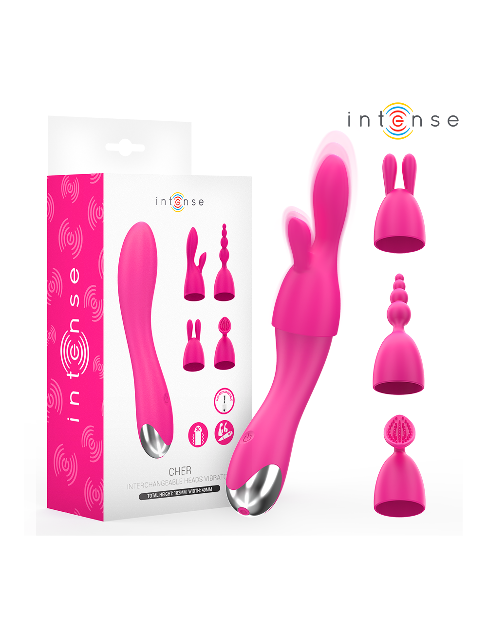 INTENSE - CHER VIBRATORE CON TESTINE INTERCAMBIABILI