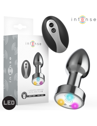 INTENSE - PLUG ANALE VIBRANTE IN METALLO CON LUCI LED E TELECOMANDO - TAGLIA S