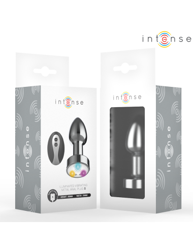 INTENSE - PLUG ANALE VIBRANTE IN METALLO CON LUCI LED E TELECOMANDO - TAGLIA S