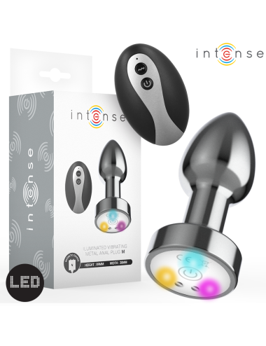 INTENSE - PLUG ANALE VIBRANTE IN METALLO CON LUCI LED E TELECOMANDO - TAGLIA M