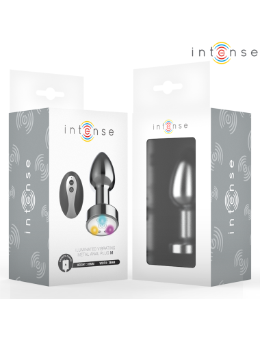 INTENSE - PLUG ANALE VIBRANTE IN METALLO CON LUCI LED E TELECOMANDO - TAGLIA M