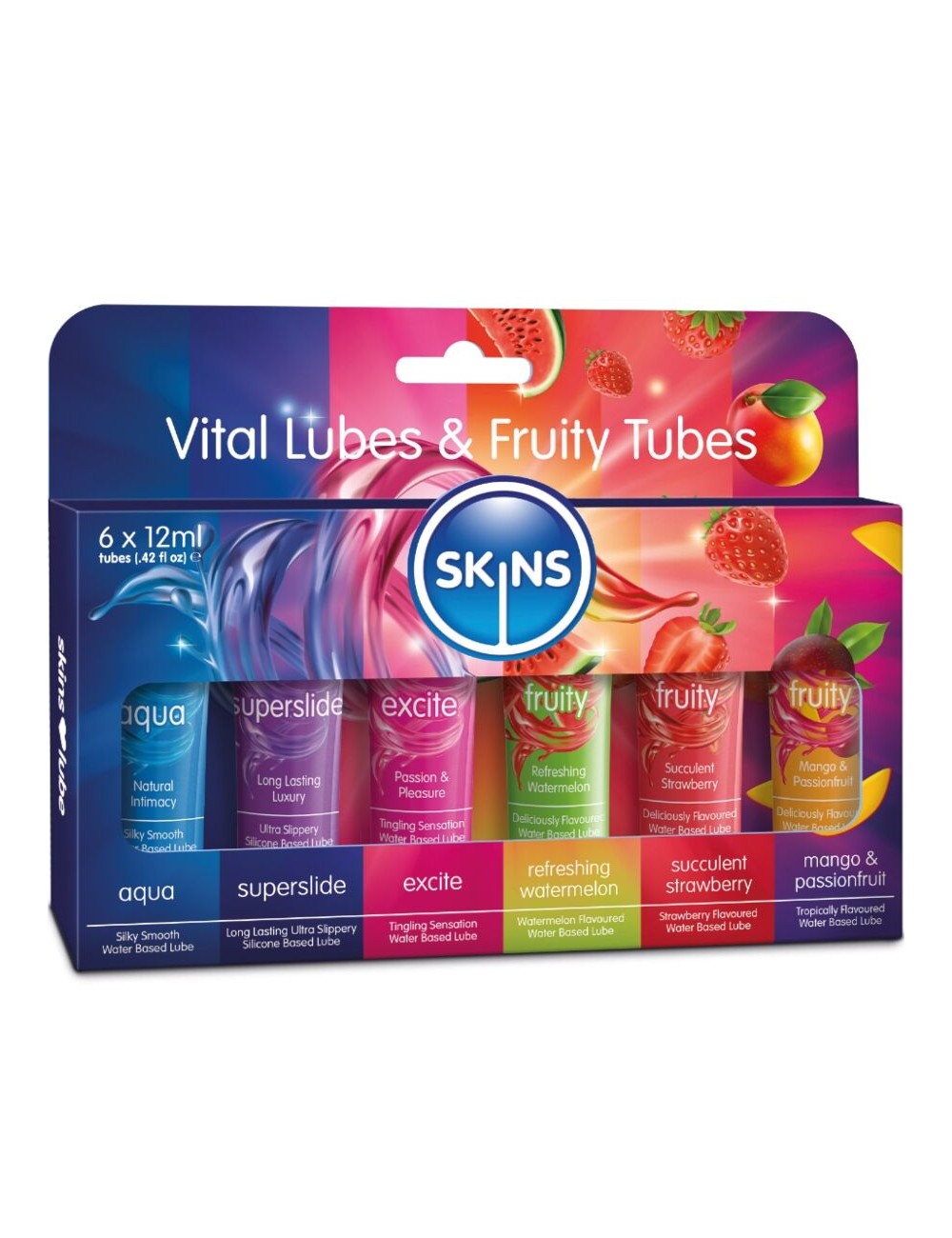 SKINS - KIT LUBRIFICANTI VITALI E FRUTTATI 6 x 12 ML