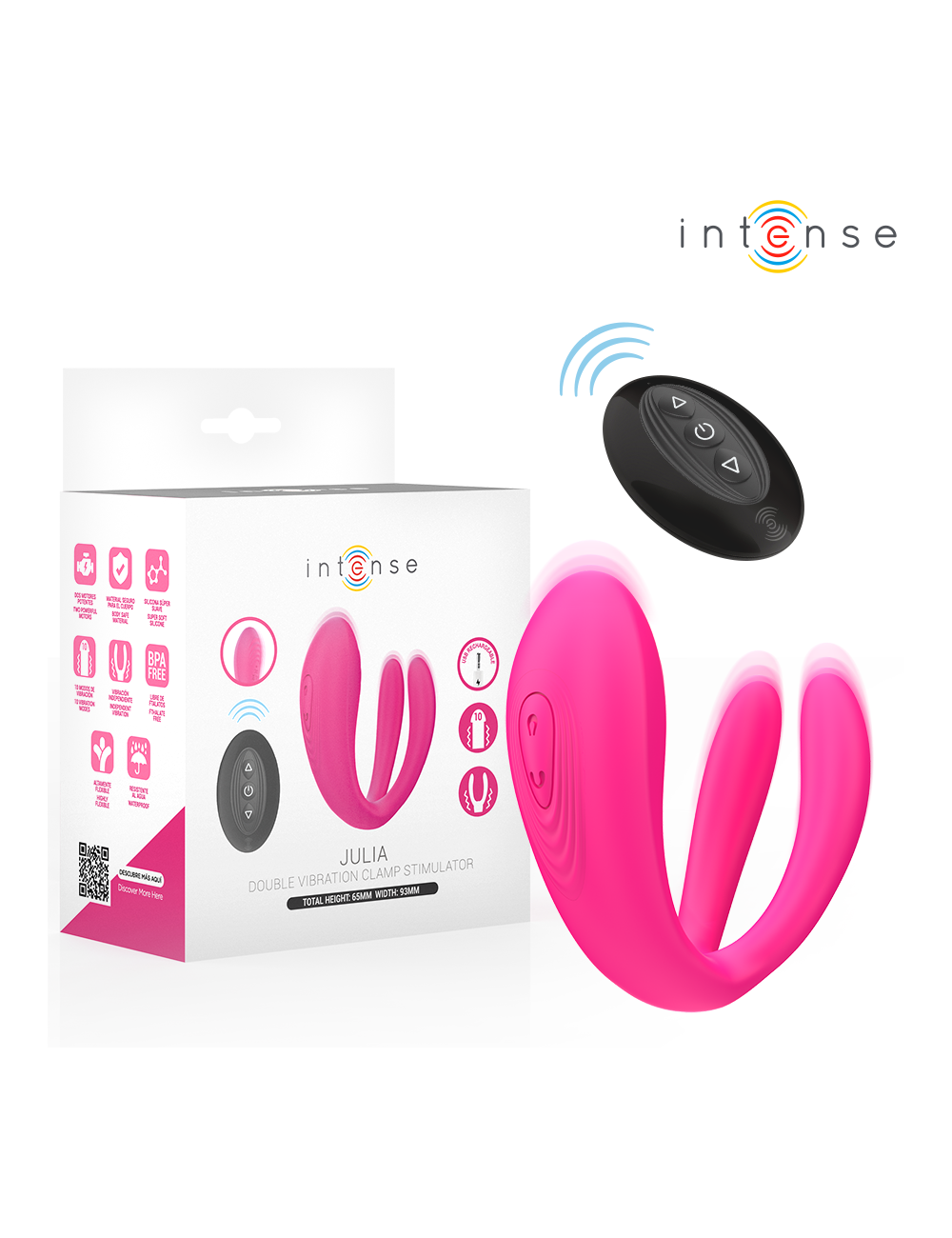 INTENSE - JULIA DOPPIO VIBRATORE STIMOLATORE A MORSETTO CON TELECOMANDO