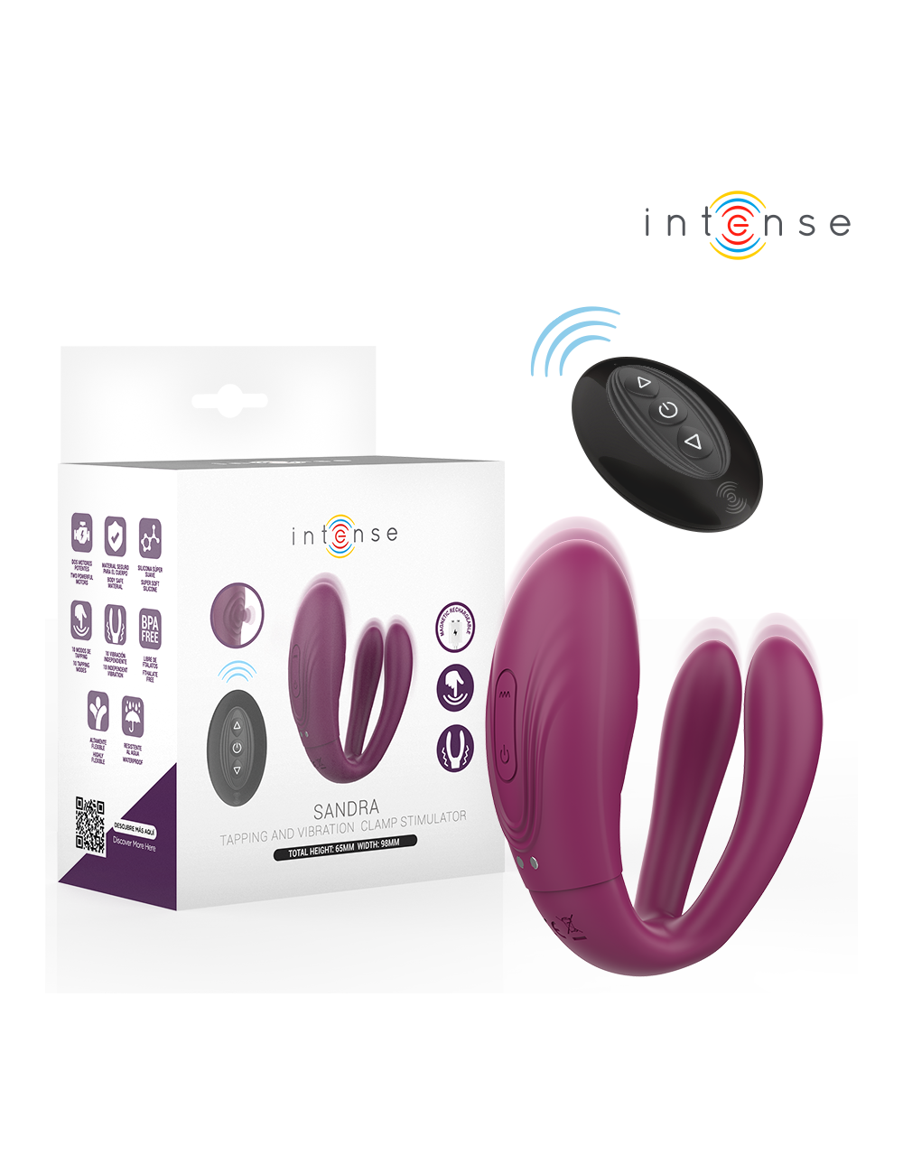INTENSE - STIMOLATORE A MORSETTO CON VIBRAZIONE E TAPPING SANDRA CON TELECOMANDO