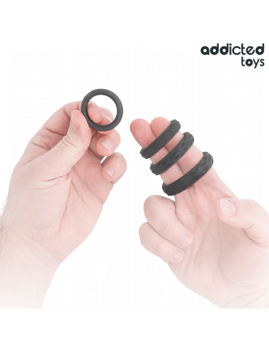 ADDICTED TOYS - SET DI ANELLI PER IL PENE TESTURIZZATI 4 MISURE