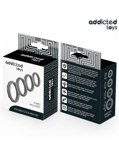ADDICTED TOYS - SET DI ANELLI PER IL PENE TESTURIZZATI 4 MISURE