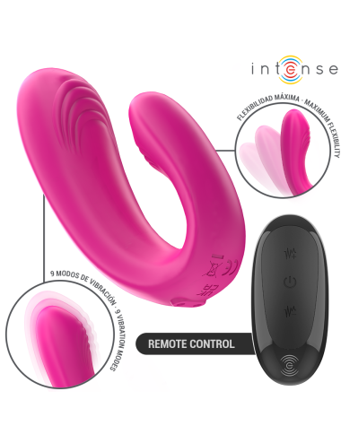 INTENSE - JANET DUAL STIMOLATORE E VIBRATORE A FORMA DI U CON TELECOMANDO ROSA
