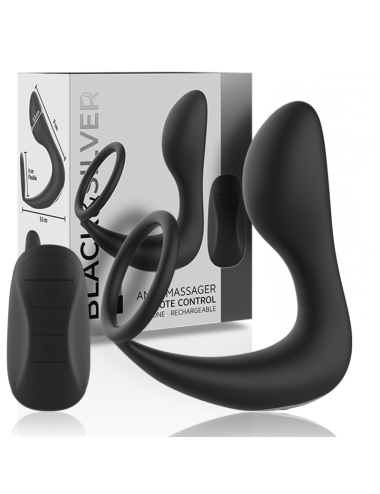 BLACK&SILVER - MASSAGGIATORE ANALE CON TELECOMANDO RICARICABILE IN SILICONE NERO