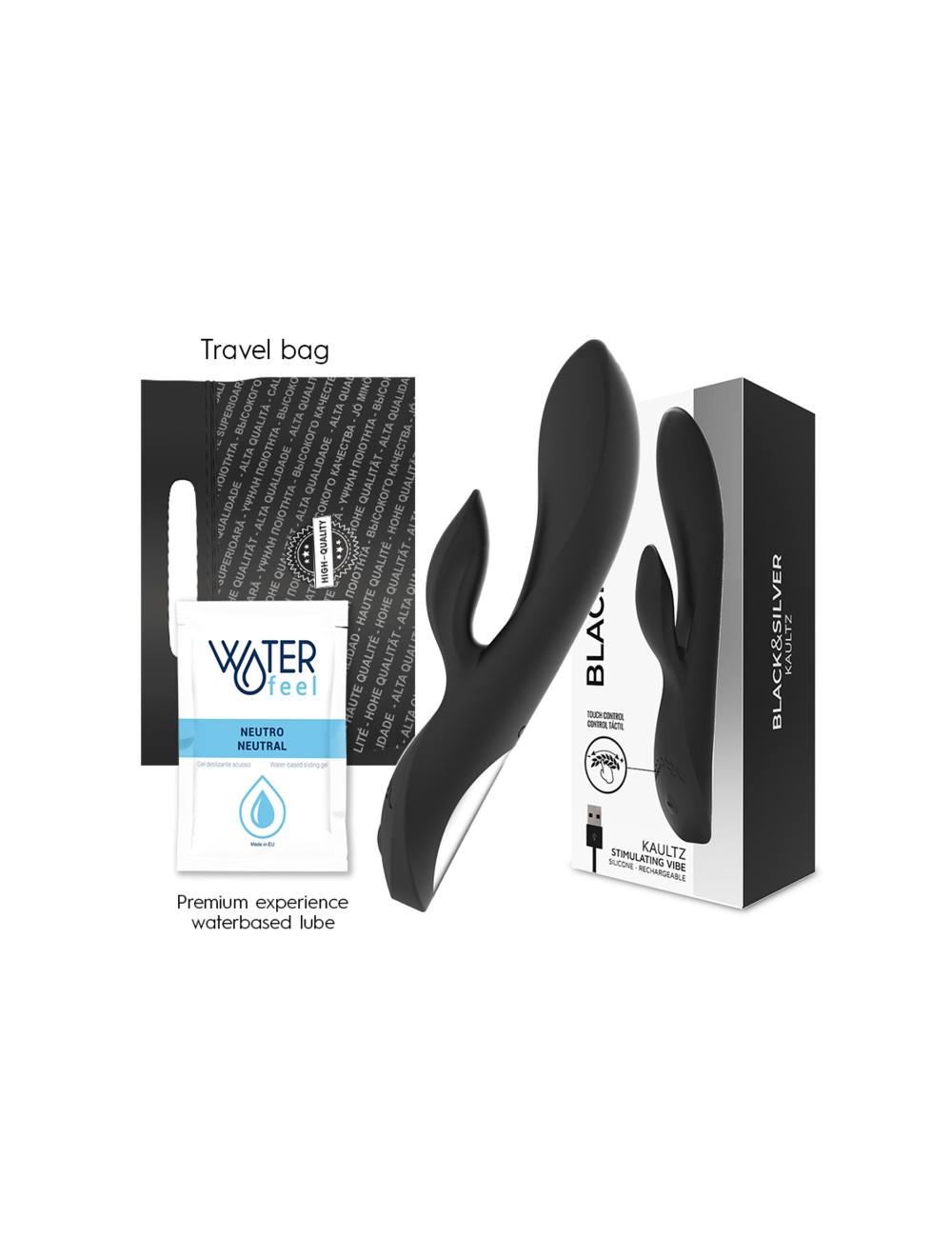 BLACK&SILVER - VIBRATORE TOUCH CONTROL KAULTZ