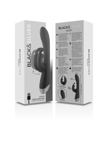 BLACK&SILVER - DJ. STIMOLATORE CONIGLIO IN SILICONE RICARICABILE ADAM NERO