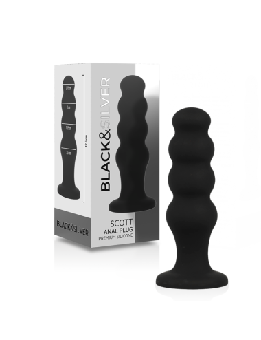 BLACK&SILVER - PLUG ANALE IN SILICONE SCOTT PREMIUM NERO