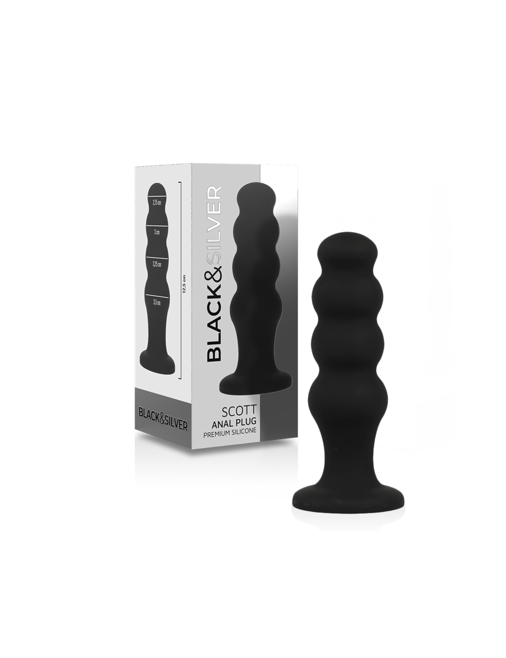 BLACK&SILVER - PLUG ANALE IN SILICONE SCOTT PREMIUM NERO