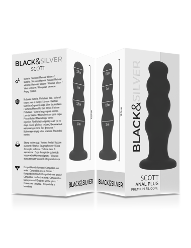 BLACK&SILVER - PLUG ANALE IN SILICONE SCOTT PREMIUM NERO