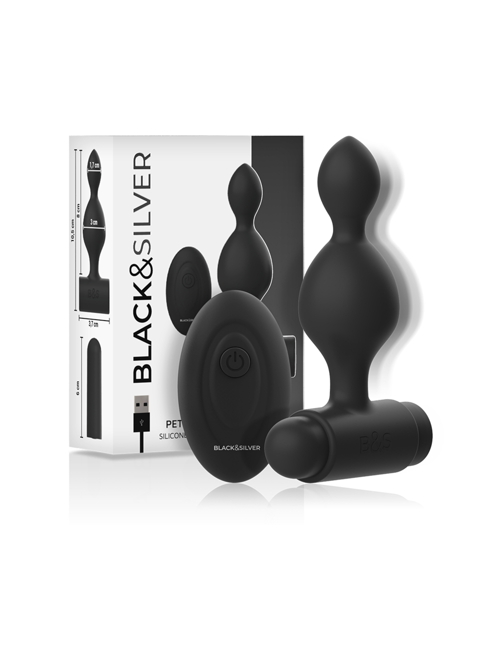 BLACK&SILVER - TELECOMANDO TELECOMANDO CON PLUG ANALE IN SILICONE PICCOLO TUCKER