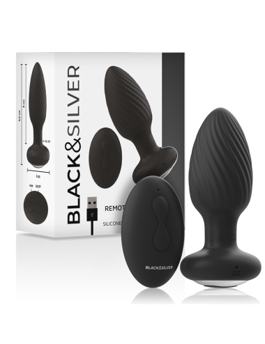 BLACK&SILVER - TELECOMANDO ROTATORE ANALE IN SILICONE CON TAPPO POZZETTI