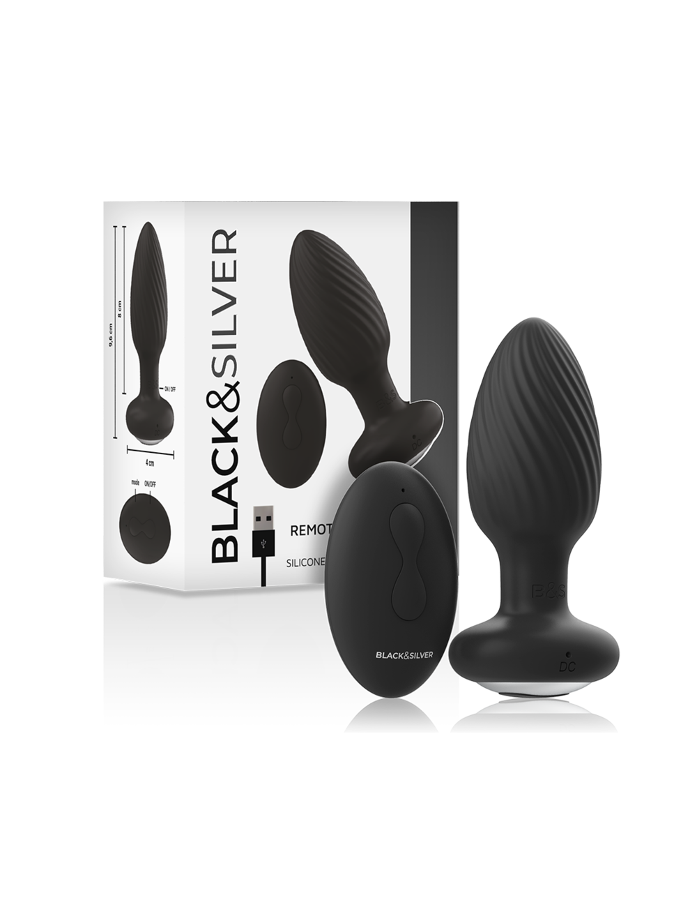 BLACK&SILVER - TELECOMANDO ROTATORE ANALE IN SILICONE CON TAPPO POZZETTI