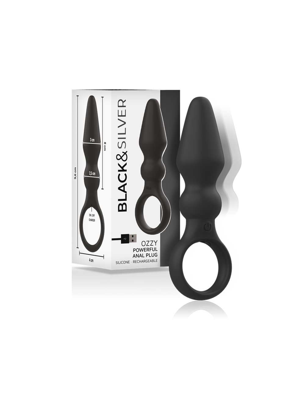 BLACK&SILVER - POTENTE PLUG ANALE IN SILICONE OZZY