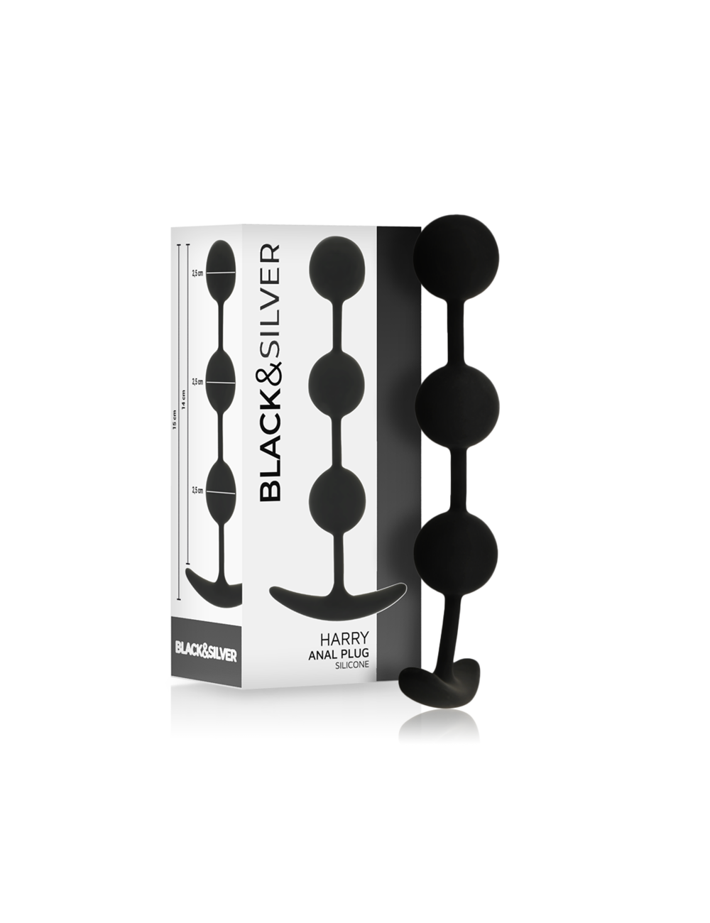 BLACK&SILVER - ROSARIO ANALE HARRY 3 SFERE IN SILICONE 14 CM