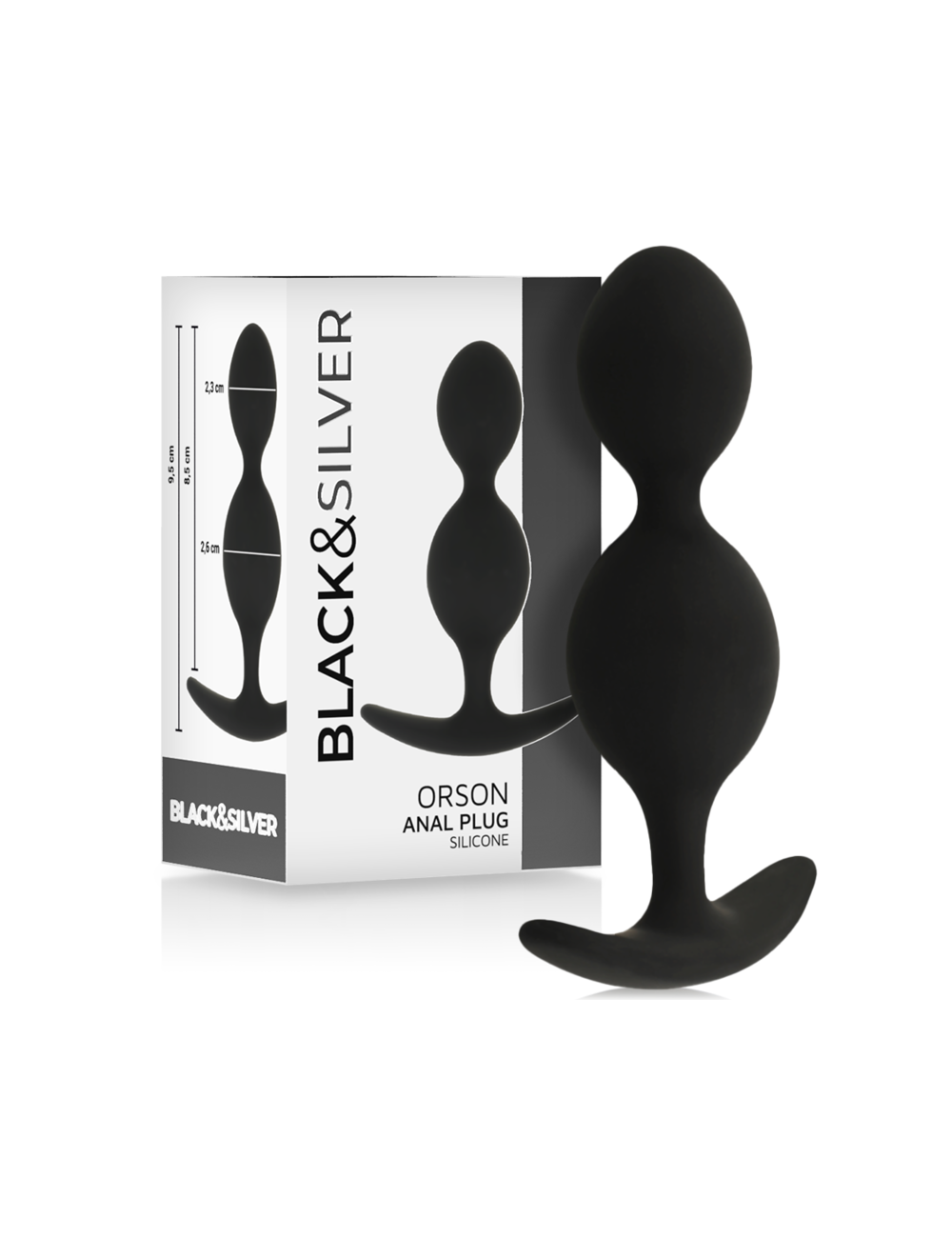 BLACK&SILVER - ORSON PLUG IN SILICONE 2 ONDE ANAL 9 CM