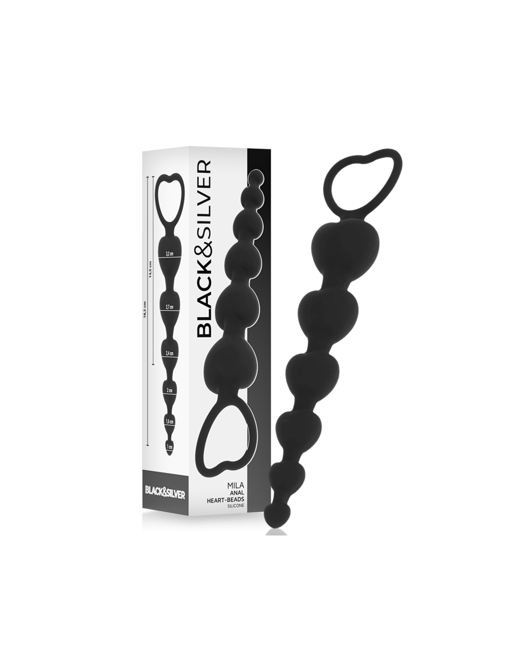 BLACK&SILVER - MILA ANALE CATENA DI CUORI 18 CM