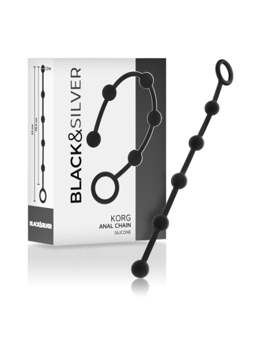 BLACK&SILVER - KORG ROSARIO ANALE INIZIAZIONE IN SILICONE 21 CM