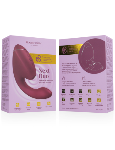 WOMANIZER - DUO NEXT STIMOLATORE DOPPIO CLITORIDEO E PUNTO G ROSA SCURO