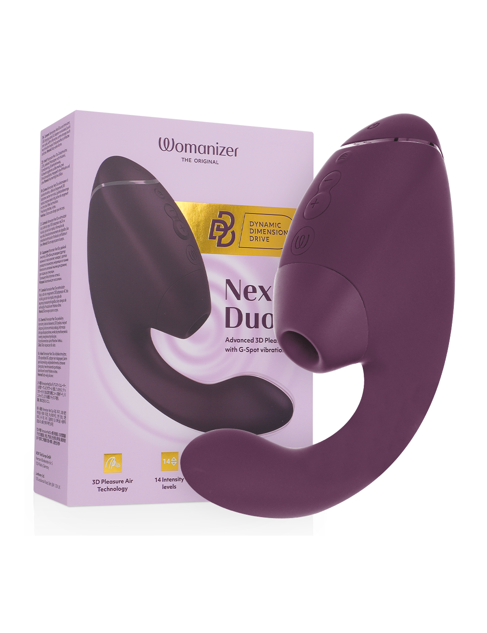 WOMANIZER - DUO NEXT STIMOLATORE DOPPIO CLITORIDEO E PUNTO G VIOLA SCURO