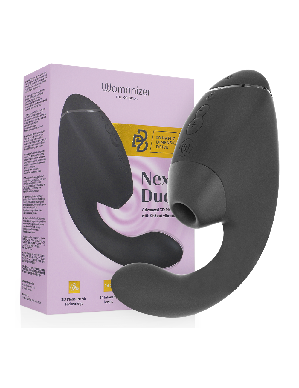 WOMANIZER - DUO NEXT STIMOLATORE DOPPIO CLITORIDEO E PUNTO G NERO