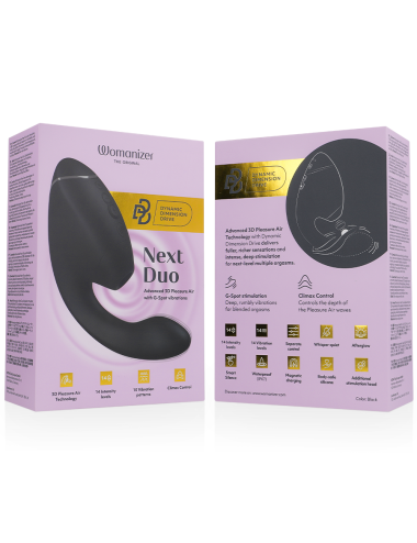 WOMANIZER - DUO NEXT STIMOLATORE DOPPIO CLITORIDEO E PUNTO G NERO