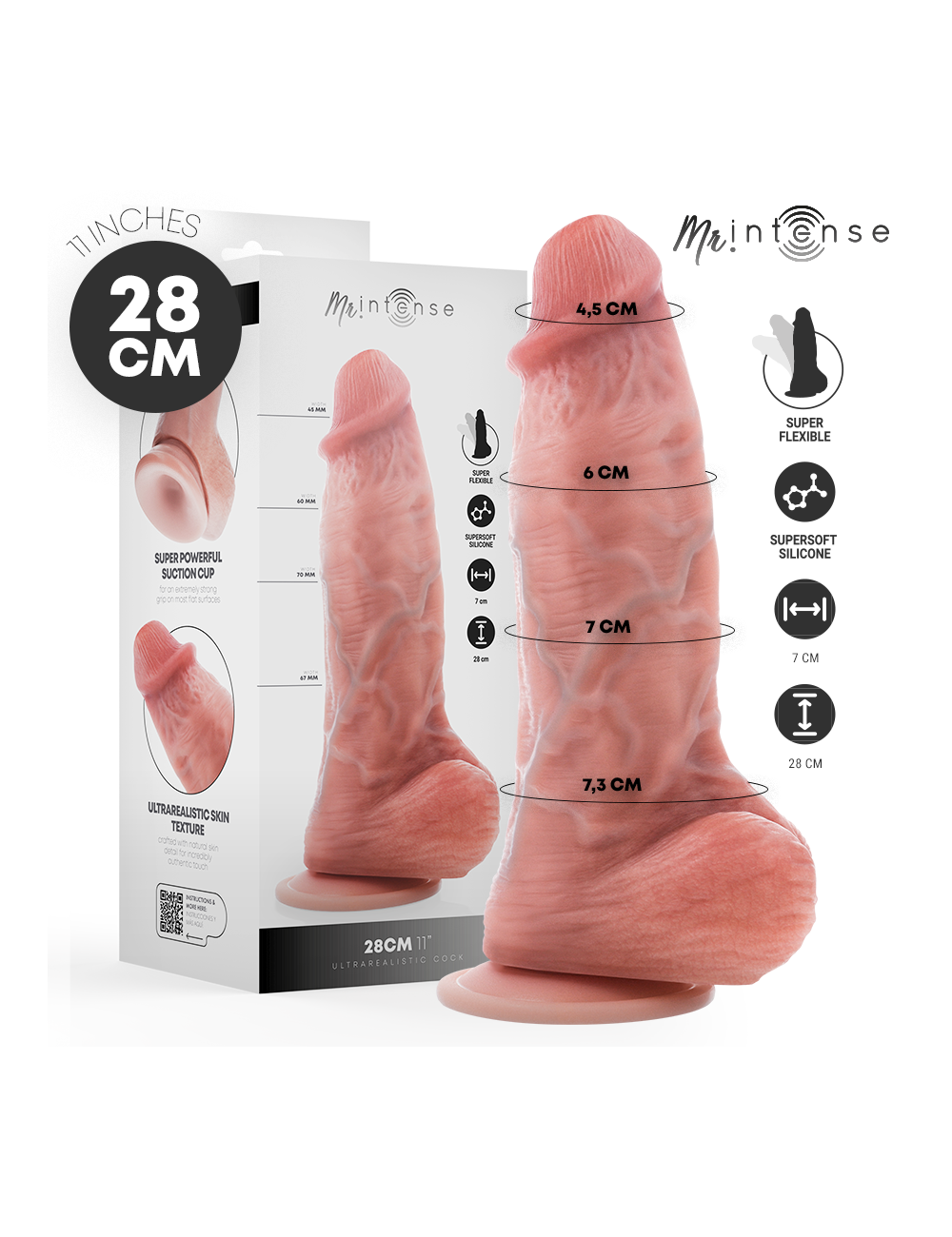 MR INTENSE - DILDO IN SILICONE EXTRABIG SPENCER 28 CM -Ø- 7