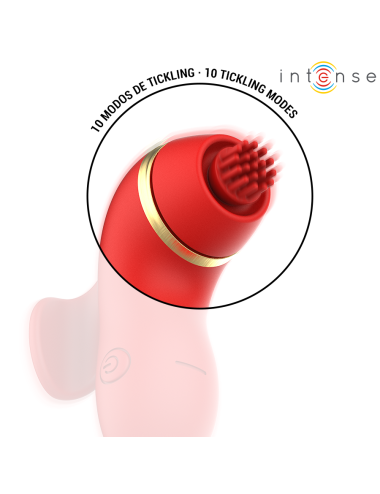 INTENSE - STIMOLATORE PATTY CON 4 TESTINE, ASPIRAZIONE, COLPIMENTO, SOLLETICO E LECCA