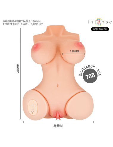INTENSE DEEP TOUCH - VERO TORSO ANO E VAGINA CON EFFETTI DI ASPIRAZIONE, CALORE, VIBRAZIONE E VOCALE CON TELECOMANDO 5,5 KG